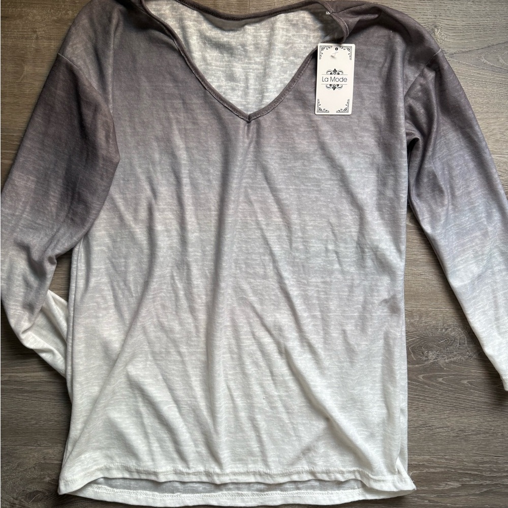 Gray Ombre Long Sleeve Top